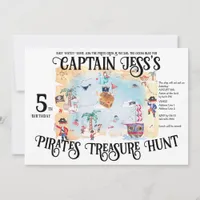 Pirates Treasure Hunt Map Kids Boy Birthday  Invitation