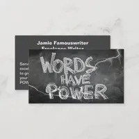 Words Have Power Chalkboard Writers, ZSSG Business Card