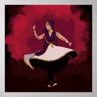 Kathak Dancer - a solo performance in Vector Poster