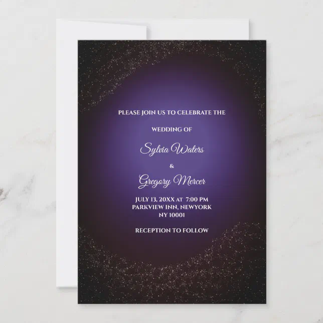 Celestial wedding Full Moon & Stars Lavender love Invitation