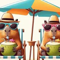 W2A 2 Capybaras with Pina Coladas Made in the Shade