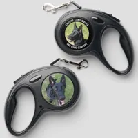 Custom Two Photos Black German Shepherd & Quote Retractable Pet Leash