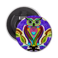 Colorful Whimsical  Owl with Heart Bottle Opener