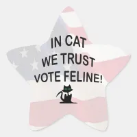 Vote Cat with American Flag Star Sticker