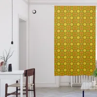 Busy Retro Pattern Green And Yellow Geometric Blackout Curtains