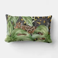 Leopard in Hiding Lumbar Throw Pillow