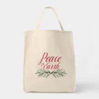 Pine Bough Peace on Earth Reusable Grocery Bag