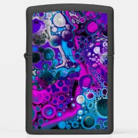 Purple, Blue Modern Abstract Fluid Art Marble Cell Zippo Lighter