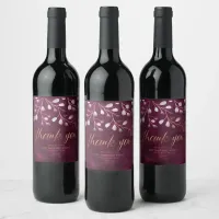 Watercolor Snowdrops Wedding Plum/Copper ID726 Wine Label