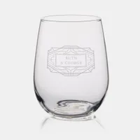 Art Deco Personalized Great Gatsby Stemless Wine Glass