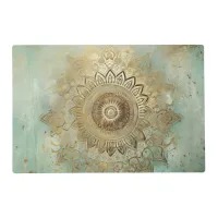 *~* BLESSED SACRED Gold Mandala AP2 Heart Green Placemat