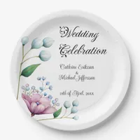 Elegant Floral Wedding Soft Botanical Romance Paper Plates