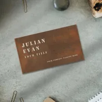 Rustic Iron Bold Stencil Masculine Metal Business Card