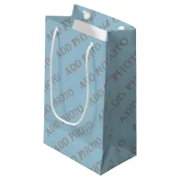 Personalized Add Photo Artwork Blue Small Gift Bag