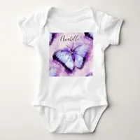 Ethereal Marvelous Morpho Blue Lilac Butterflies  Baby Bodysuit