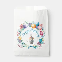 Cute Mouse Wearing a Party Hat Sticker Favor Bag