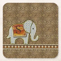 Elephant Walk Monogram Cheetah ID390 Square Paper Coaster