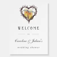 Gothic Heart Beer Wedding Shower Welcome Sign