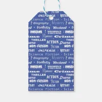 Book Genres Blue White Gift Tags