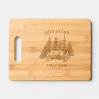 Family Cabin Rustic Pine Forest Personalized Cutting Board