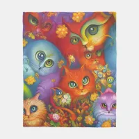 Colorful Crazy Kitty Cat Kitten Collage Fleece Blanket
