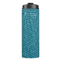 Teal Jane Austen Pride Prejudice Netherfield Ball Thermal Tumbler