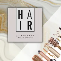 Beige and White Hair Stylist Business Cards