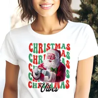 Christmas Vibes Santa Retro Holiday Tri-Blend Shirt