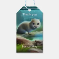 Cute baby otter in pond - Kids Birthday Thank you  Gift Tags