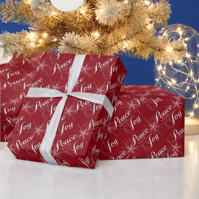 Warm Red Peace, Love and Joy Wrapping Paper