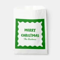 Retro Bold Wavy Green Fun Custom Merry Christmas Favor Bag