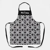Name Heart Pattern Black And White Apron