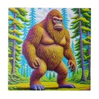 Hairy Bigfoot Walking through the Woods Ceramic Tile