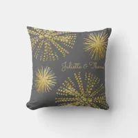 Sea Urchin Shells in Gold on Grey Beach House Throw Pillow