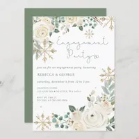 Christmas Winter Snowflake Floral Engagement Invitation