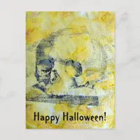 Vintage Skull Mixed Media Halloween Postcard