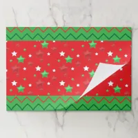 Green Red Christmas Shiny Stars And Zigzag Stripes Paper Pad