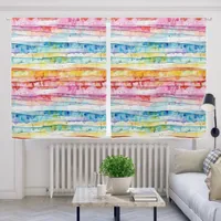 Red, Blue, Yellow Abstract Watercolor Layers Blackout Curtains