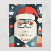 Geometric Santa Claus Holiday Postcard