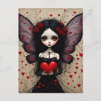 Dark Valentine Fairy Red Heart Postcard