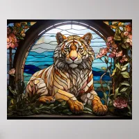 *~* AP68 5:4 Vibrant Feline TIGER Stained Glass Poster