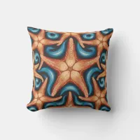 A beautiful starfish on blue throw pillow