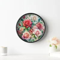 Whimsical Rose Pattern Clock