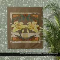 Yellow Lily Victorian Flower Gratitude Happiness Tapestry