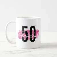 Fabulous 50 Girly Pink Watercolor Coffee Mug