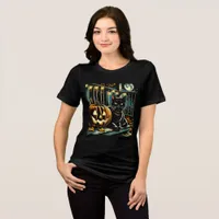 Black Cat and Jack-O-Lantern Halloween Tri-Blend Shirt