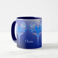 Blue budgie personalizable mug