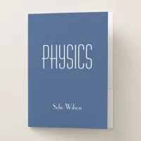 Cute Blue Personalized School Subject Physics Pocket Folder