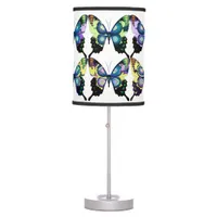 Aqua, Pink, and Yellow -  Elegant Butterflies Table Lamp