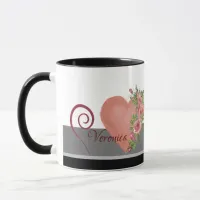 Pink Heart with Roses  Magic Mug